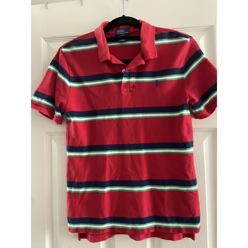 Polo Ralph Lauren Classic Fit Boys Short Sleeve Red Polo Shirt Sz Large 14-16